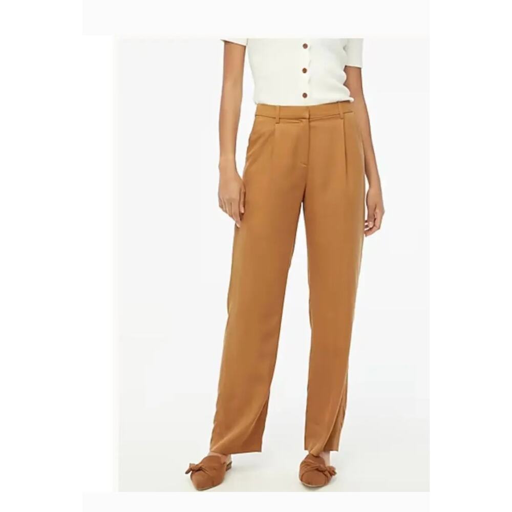 J.Crew Brown Tencel Straight Leg Trousers Pants Size 10 Career Classic Preppy - Picture 11 of 11